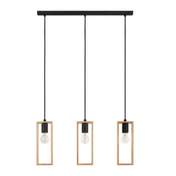 Eglo LITTLETON hanglamp staal zwart / Hout bruin H: 1100 mm Clearance