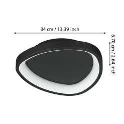 Eglo LORETELLO Wand-/plafondlamp kunststof, staal zwart H: 75 mm | Ø 350 mm Online