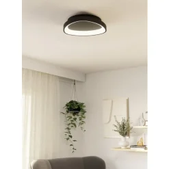 Eglo LORETELLO Wand-/plafondlamp kunststof, staal zwart H: 75 mm | Ø 350 mm Online