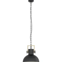 Eglo LUBENHAM hanglamp staal, hout zwart, bruin H: 1100 mm | Ø 300 mm
