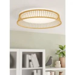 Eglo LUPPINERIA Plafondarmaturen hout, staal bruin, wit / Kunststof wit H: 95 mm | Ø 450 mm