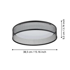 Eglo LUPPINERIA Plafondarmaturen staal zwart / Kunststof wit H: 95 mm | Ø 385 mm Clearance