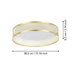 Eglo LUPPINERIA Plafondarmaturen staal geelkoper-mat / Kunststof wit H: 95 mm | Ø 385 mm Outlet