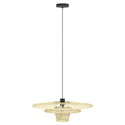 Eglo LYDNEY hanglamp staal zwart / Hout bruin H: 1100 mm | Ø 570 mm Best