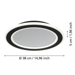 Eglo MACCHIONI Plafondarmaturen staal, kunststof zwart, wit / kunststof met kristaleffect wit H: 50 mm | Ø 380 mm Online