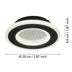 Eglo MACCHIONI Wandlamp staal, kunststof zwart, wit / kunststof met kristaleffect wit Ø 200 mm