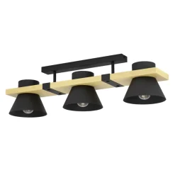 Eglo MACCLES Plafondarmaturen staal, hout zwart, bruin H: 205 mm Hot