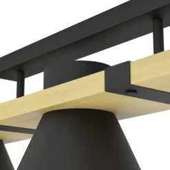 Eglo MACCLES Plafondarmaturen staal, hout zwart, bruin H: 205 mm Hot