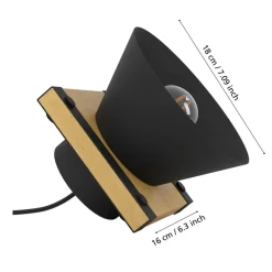 Eglo MACCLES Tafellampen staal, hout zwart, bruin H: 150 mm | Ø 180 mm Sale