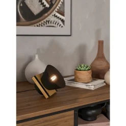 Eglo MACCLES Tafellampen staal, hout zwart, bruin H: 150 mm | Ø 180 mm Sale