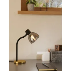 Eglo MACERE Tafellampen staal zwart, geborsteld messing / glas gestoomd zwart-transparant H: 340 mm New