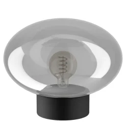 Eglo MADONNINA Tafellampen staal zwart / glas gestoomd grijs H: 270 mm | Ø 330 mm