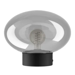 Eglo MADONNINA Tafellampen staal zwart / glas gestoomd grijs H: 270 mm | Ø 330 mm