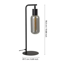 Eglo MAIONE Tafellampen staal zwart / glas gestoomd grijs H: 505 mm Discount