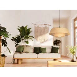 Eglo MARFORD hanglamp staal zwart / bast natuur H: 1100 mm | Ø 500 mm