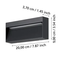 Eglo MARUGGIO Wandlamp aluminium zwart / Kunststof transparant H: 90 mm Outlet