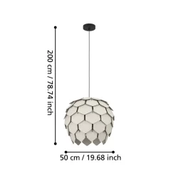 Eglo MATTANZA hanglamp staal zwart / Hout grijs H: 2465 mm | Ø 495 mm