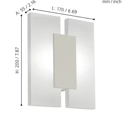 Eglo METRASS 2 Wand-/plafondlamp aluminium nikkel-mat / Kunststof satijn H: 200 mm Clearance