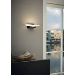 Eglo METRASS Wandlamp aluminium zwart / Kunststof satijn H: 105 mm Clearance