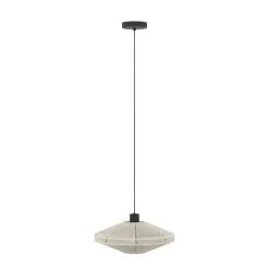 Eglo MIDSUMER hanglamp staal zwart / textiel crème H: 1100 mm | Ø 380 mm Sale