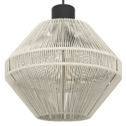 Eglo MIDSUMER hanglamp staal zwart / textiel crème H: 1100 mm Outlet