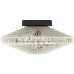 Eglo MIDSUMER Plafondarmaturen staal zwart / textiel crème H: 175 mm | Ø 380 mm Online