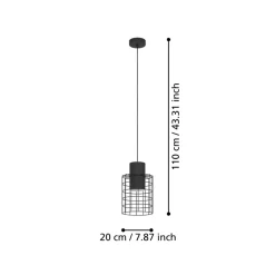 Eglo MILLIGAN hanglamp staal zwart, wit H: 1100 mm | Ø 200 mm Online