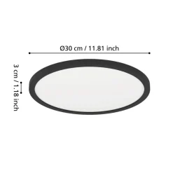 Eglo MINERARIO Plafondarmaturen Kunststof zwart / Kunststof wit H: 30 mm | Ø 300 mm Best