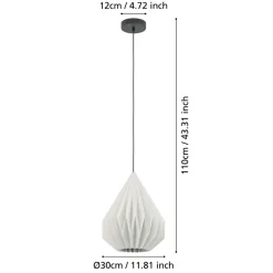 Eglo MINTING hanglamp staal zwart / papier wit H: 1100 mm | Ø 310 mm New