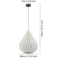 Eglo MINTING hanglamp staal zwart / papier wit H: 1100 mm | Ø 450 mm Hot