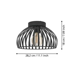 Eglo MOGANO 3 Plafondarmaturen staal zwart H: 180 mm | Ø 280 mm New