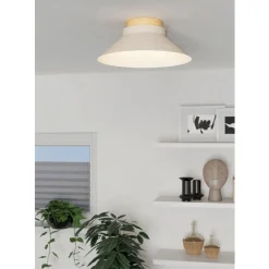 Eglo MOHARRAS Plafondarmaturen Hout bruin / staal zand H: 160 mm | Ø 400 mm Best