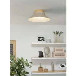 Eglo MOHARRAS Plafondarmaturen Hout bruin / staal zand H: 160 mm | Ø 400 mm Best