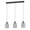 Eglo MOLOCHIO-Z hanglamp staal zwart / glas gestoomd zwart-transparant H: 1100 mm Discount