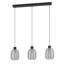 Eglo MOLOCHIO-Z hanglamp staal zwart / glas gestoomd zwart-transparant H: 1100 mm Discount
