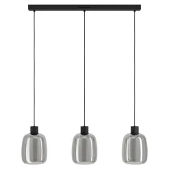 Eglo MOLOCHIO-Z hanglamp staal zwart / glas gestoomd zwart-transparant H: 1100 mm Discount