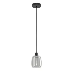 Eglo MOLOCHIO-Z hanglamp staal zwart / glas gestoomd zwart-transparant H: 1100 mm | Ø 180 mm