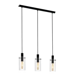 Eglo MONTEFINO hanglamp staal zwart / Glas helder H: 1100 mm Discount