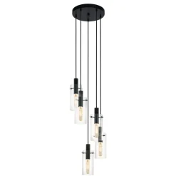 Eglo MONTEFINO hanglamp staal zwart / Glas helder H: 1500 mm | Ø 350 mm