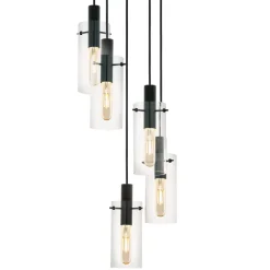 Eglo MONTEFINO hanglamp staal zwart / Glas helder H: 1500 mm | Ø 350 mm