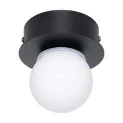 Eglo MOSIANO Wand-/plafondlamp staal zwart / glas opaal-mat wit H: 115 mm | Ø 110 mm Outlet