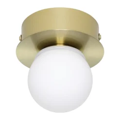 Eglo MOSIANO Wand-/plafondlamp staal geborsteld messing, goud / glas opaal-mat wit H: 115 mm | Ø 110 mm