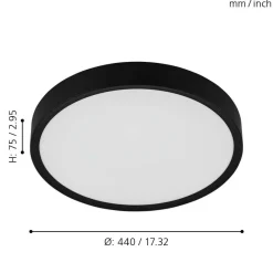 Eglo MUSURITA Plafondarmaturen kunststof, staal zwart / Kunststof wit H: 75 mm | Ø 440 mm Online