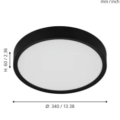 Eglo MUSURITA Plafondarmaturen kunststof, staal zwart / Kunststof wit H: 60 mm | Ø 340 mm Online