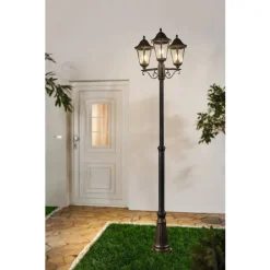 Eglo NAVEDO Staande lampen aluminium zwart, zilver-patina / Glas helder H: 2200 mm | Ø 560 mm Outlet