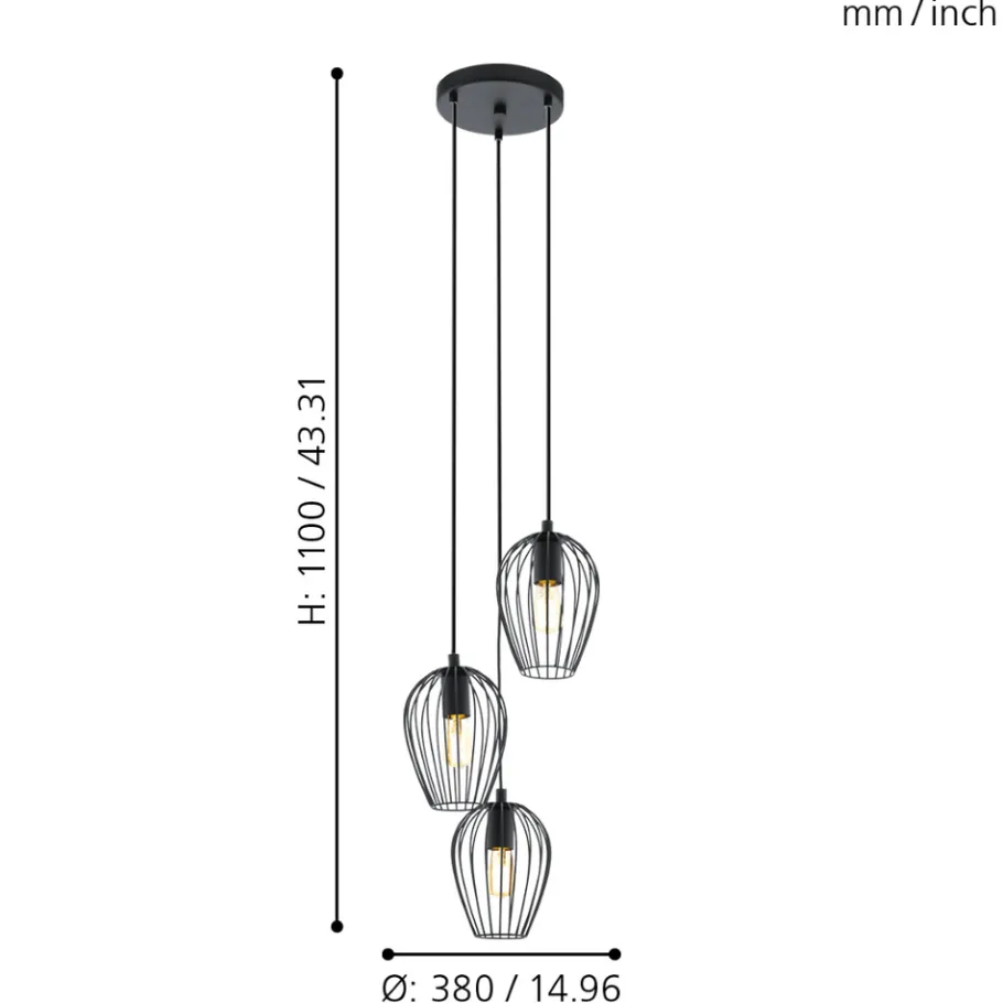 Eglo NEWTOWN hanglamp staal zwart H: 1300 mm | Ø 380 mm Online