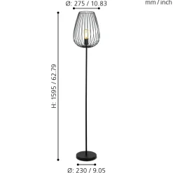 Eglo NEWTOWN Staande lampen staal zwart H: 1595 mm | Ø 275 mm Online