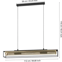 Eglo NOHALES hanglamp staal zwart, geelkoper H: 1500 mm Discount