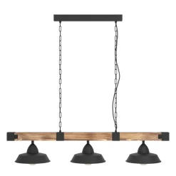Eglo OLDBURY hanglamp staal, hout zwart, bruin, landelijk H: 1100 mm Discount