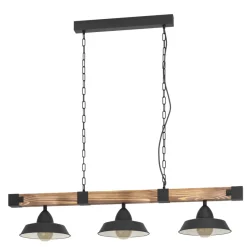 Eglo OLDBURY hanglamp staal, hout zwart, bruin, landelijk H: 1100 mm Discount